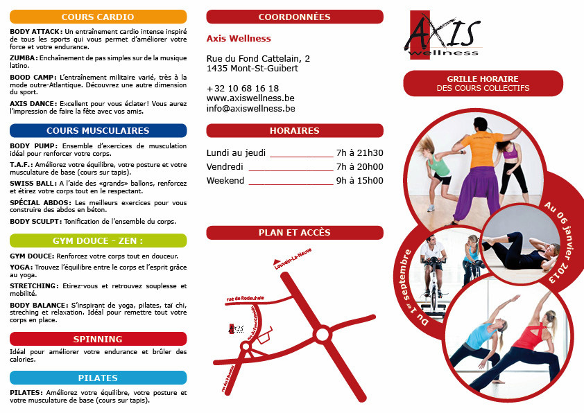 brochure horaire salle remise en forme axis wellness