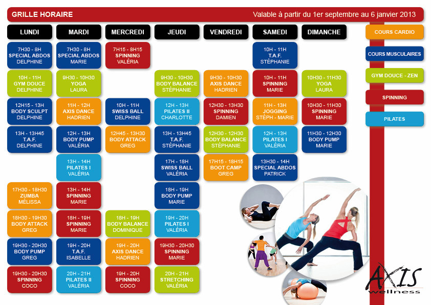 brochure horaire salle remise en forme axis wellness